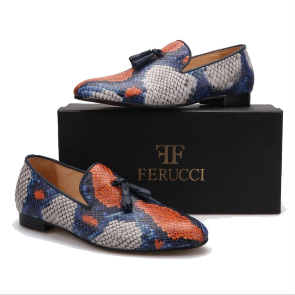 Ferucci Multicolor Snakeskin Tassel Loafers